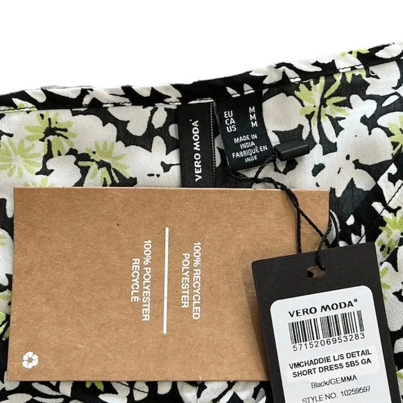 Vero Moda Black Floral Chaddie Mini Dress M - Picture 4 of 4